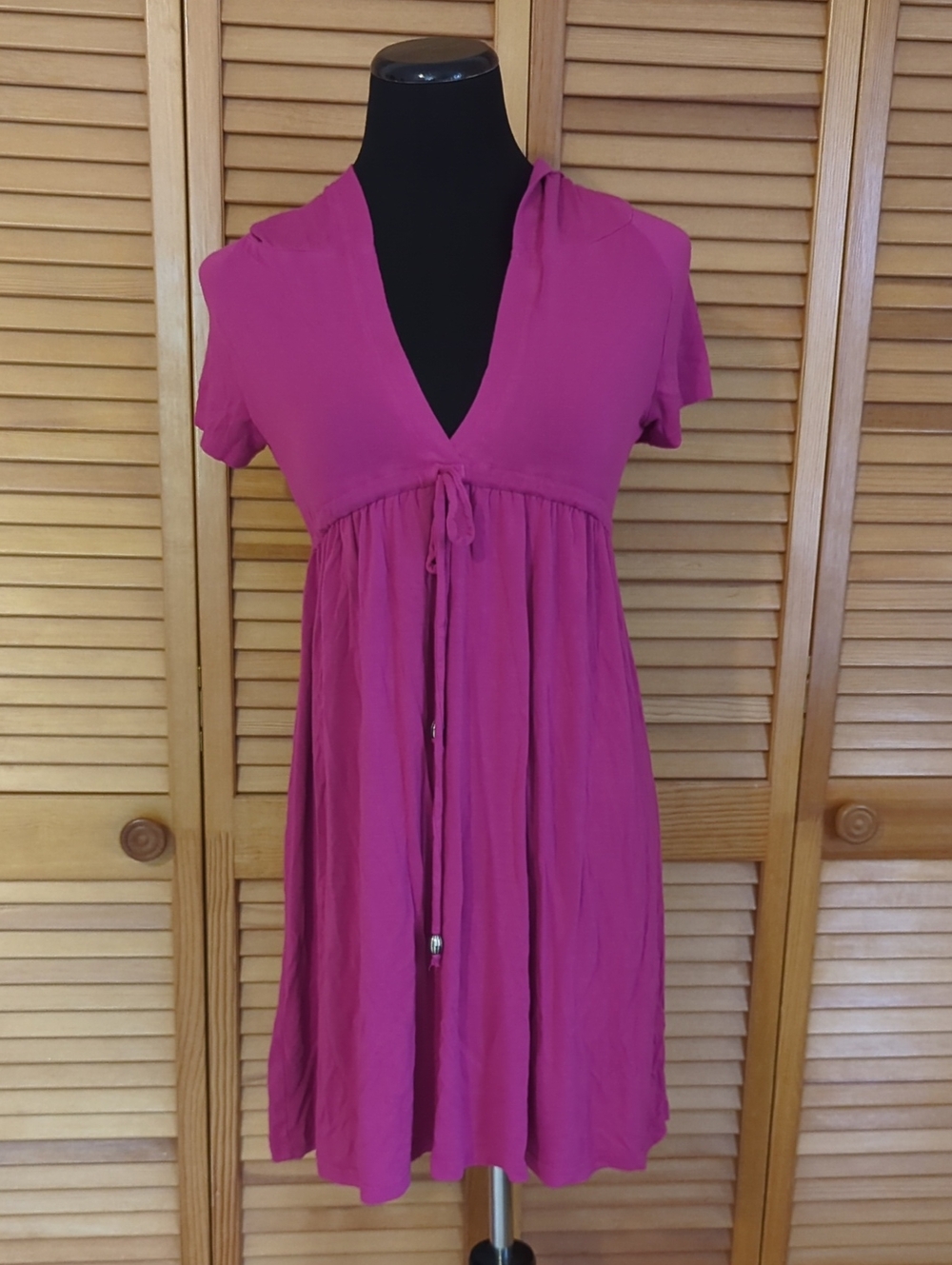 Wearabouts Pink Hooded Dress Swim Cover Up Beach Dress Small Fuschia Barbiecore